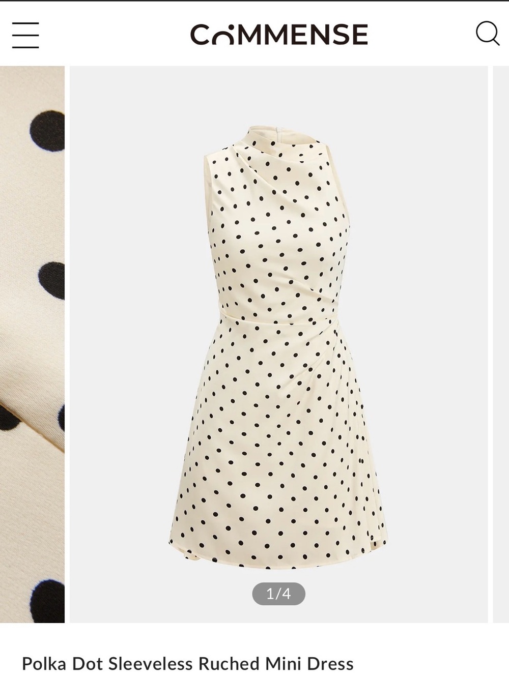 Commense Ivory Mini Dress with Black Polka Dots